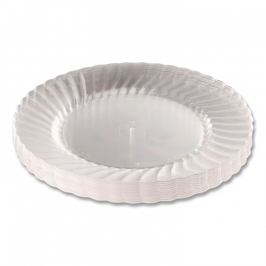 Classicware Plates, Plastic, 10.25" dia, Clear, 12/Bag, 12 Bags/Carton (RSCW101212)