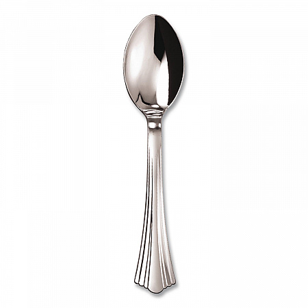 Reflections Heavyweight Plastic Utensils, Spoon, Silver, 40/Pack, 8 Packs/Carton (REF320SP)