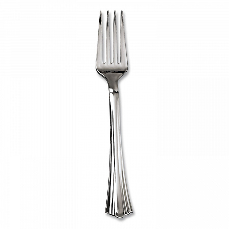 Reflections Heavyweight Plastic Utensils, Fork, Silver, 40/Pack (REF320FKPK)