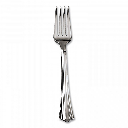 Reflections Heavyweight Plastic Utensils, Fork, Silver, 40/Pack, 8 Packs/Carton (REF320FK)