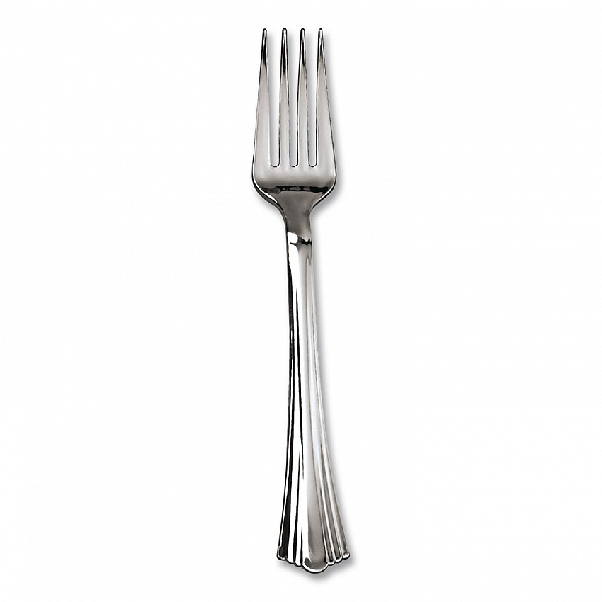 Reflections Heavyweight Plastic Utensils, Fork, Silver, 40/Pack, 8 Packs/Carton (REF320FK)