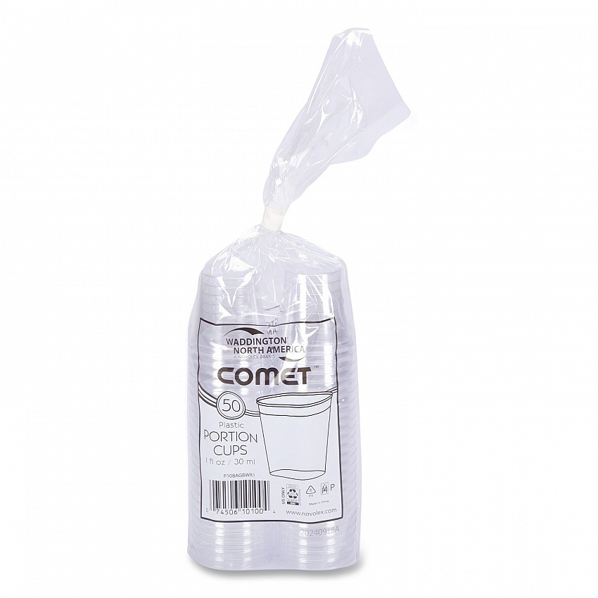 Comet Plastic Portion/Shot Glass, 1 oz, Clear, 50/Pack, 50 Packs/Carton (P10)