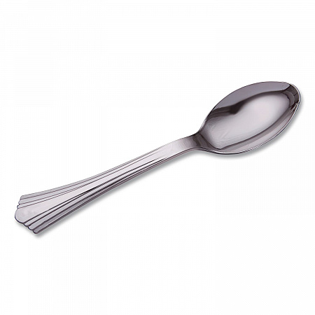Heavyweight Plastic Spoons, Reflections Design, Silver, 600/Carton (620155)