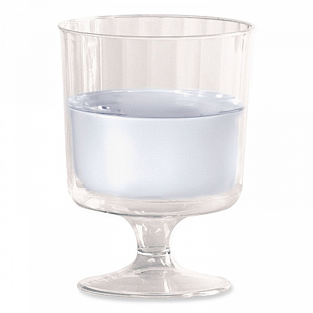 Classic Crystal Plastic Wine Glasses on Pedestals, 5 oz, Clear, 10/Pack, 24 Packs/Carton (CCW5240)