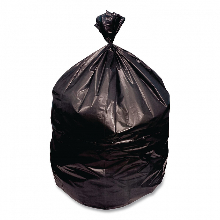 Reprocessed Resin Can Liners, 60 gal, 1.5 mil, 38" x 58", Black, Flat Pack, 100/Carton (X7658AK)
