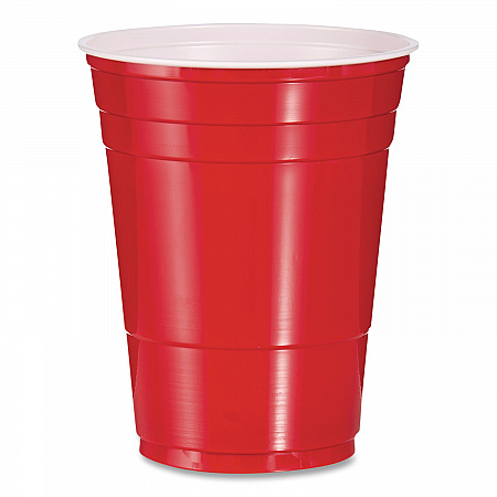 SOLO Party Plastic Cold Drink Cups, 16 oz, Red, 50/Bag, 20 Bags/Carton (P16R)