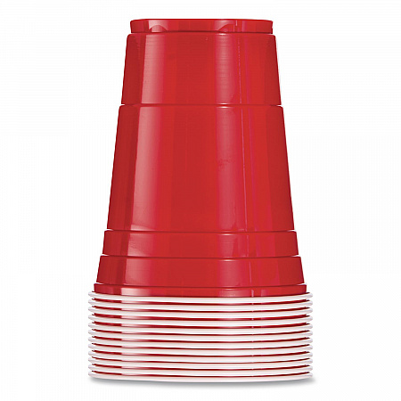SOLO Party Plastic Cold Drink Cups, 16 oz, Red, 24/Pack, 25 Packs/Carton (Y16250001)