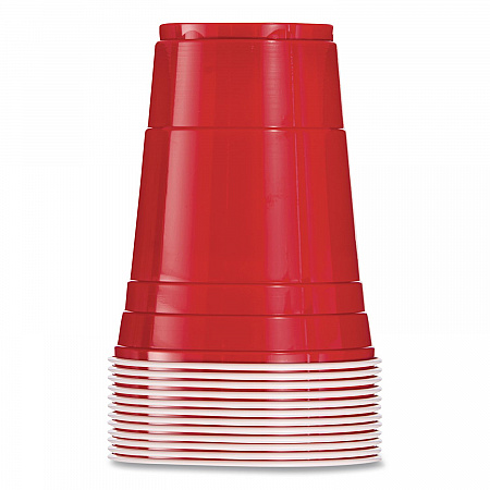 SOLO Party Plastic Cold Drink Cups, 16 oz, Red, 50/Bag, 20 Bags/Carton (P16R)