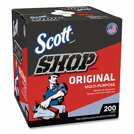 Shop Towels Original, 1-Ply, 9 x 12, Unscented, Blue, 200/Box (75190BX)