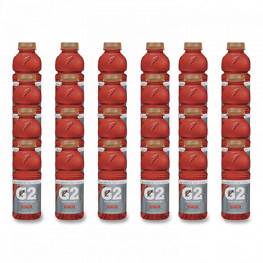 G2 Perform 02 Low-Calorie Thirst Quencher, Fruit Punch, 20 oz Bottle, 24/Carton (04053)