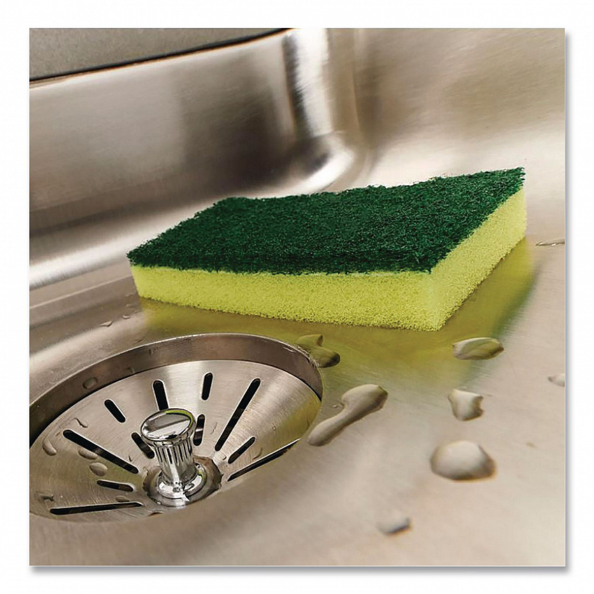Estracell Heavy Duty Scrub Sponge, 4.9 x 2.9, 0.8" Thick, Yellow/Green, 12/Carton (21001)