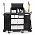 Housekeeping Cart with Hood and Doors, Plastic, 4 Shelves,1 Bin, 24.4 x 62.4 x 56.9, Black (2202587)