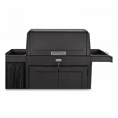 Housekeeping Cart with Hood and Doors, Plastic, 4 Shelves,1 Bin, 24.4 x 62.4 x 56.9, Black (2202587)