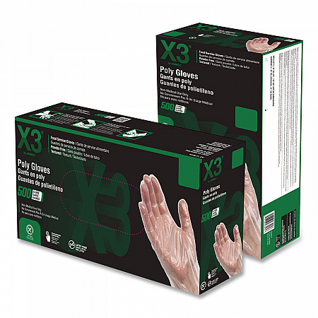 Poly Food Safe Industrial Gloves, Powder-Free, Medium, Clear, 500/Box (PGLOVEM500)