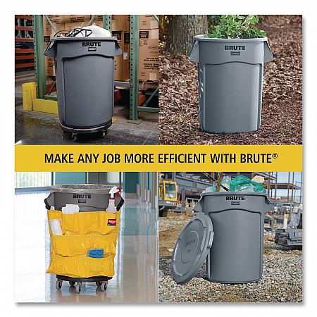 Vented Round Brute Container, 44 gal, Plastic, Blue (264360BE)