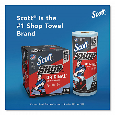 Shop Towels Original, 1-Ply, 9 x 12, Unscented, Blue, 200/Box (75190BX)