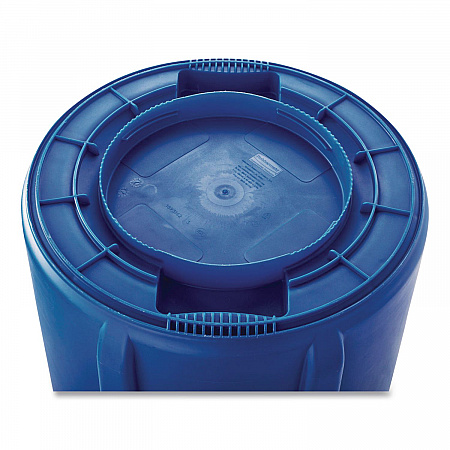 Vented Round Brute Container, 44 gal, Plastic, Blue (264360BE)