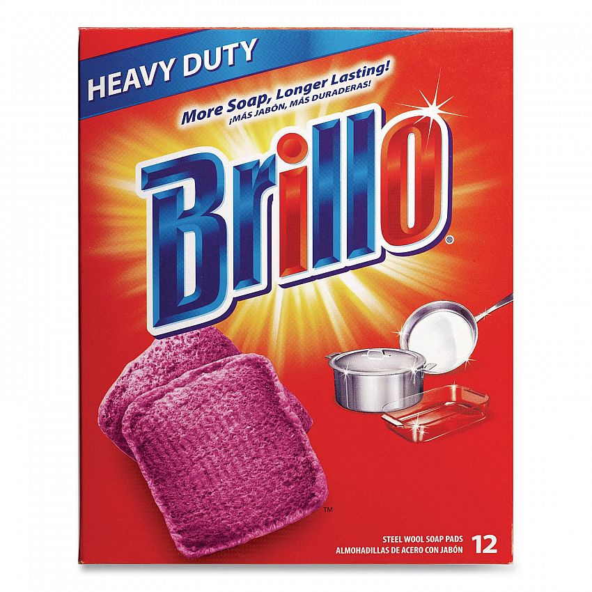 Steel Wool Soap Pads, 3 x 3, Gray/Pink, 12 Pads/Box, 12 Boxes/Carton (53335)