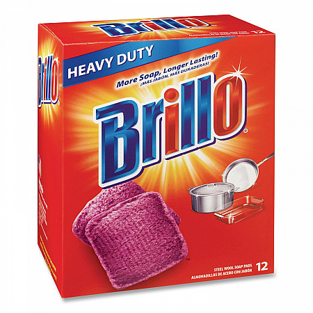 Steel Wool Soap Pads, 3 x 3, Gray/Pink, 12 Pads/Box, 12 Boxes/Carton (53335)