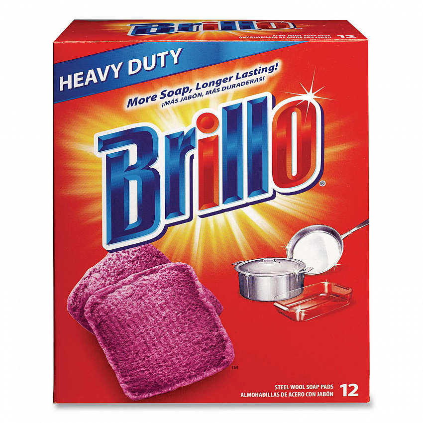 Steel Wool Soap Pads, 3 x 3, Gray/Pink, 12 Pads/Box, 12 Boxes/Carton (53335)