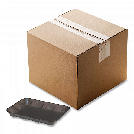 Supermarket Tray, #4D, 8.6 x 6.6 x 1.3, Black, Foam, 400/Carton (51P904D)