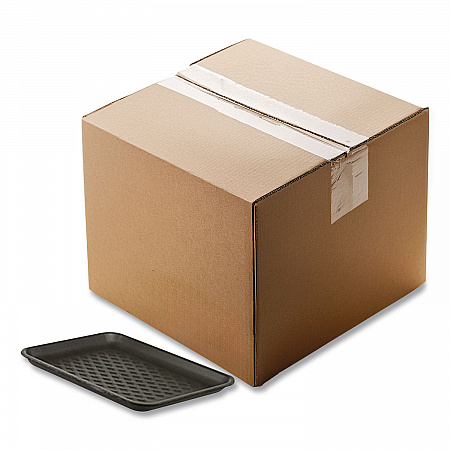 Supermarket Tray, #10S, 10.9 x 5.9 x 0.7, Black, Foam, 500/Carton (51P910S)