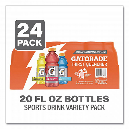 Rainbow Variety Pack, Cool Blue/Fruit Punch/Lemon Lime, 20 oz Bottle, 24/Carton (22002675)
