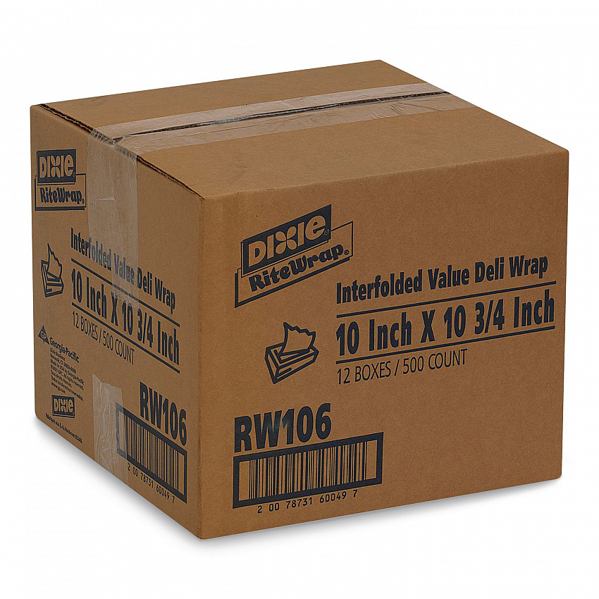 Rite-Wrap Dry Wax Lightweight Deli Paper, 10 x 10.75, 500 Sheets/Pack, 12 Packs/Carton (RW106)