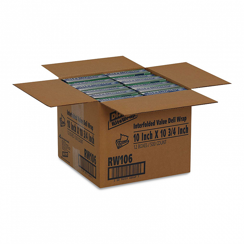 Rite-Wrap Dry Wax Lightweight Deli Paper, 10 x 10.75, 500 Sheets/Pack, 12 Packs/Carton (RW106)