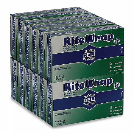 Rite-Wrap Dry Wax Lightweight Deli Paper, 10 x 10.75, 500 Sheets/Pack, 12 Packs/Carton (RW106)