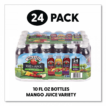 100% Fruit Juice Variety Pack, Assorted Flavors, 10 oz Bottle, 24/Carton (22002662)