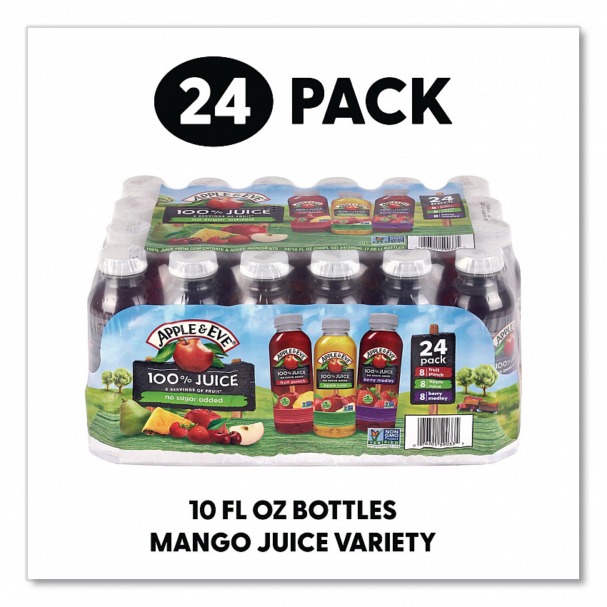 100% Fruit Juice Variety Pack, Assorted Flavors, 10 oz Bottle, 24/Carton (22002662)