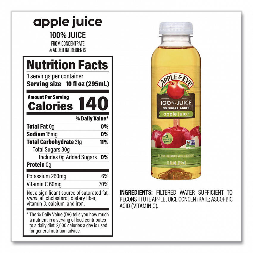 100% Fruit Juice Variety Pack, Assorted Flavors, 10 oz Bottle, 24/Carton (22002662)