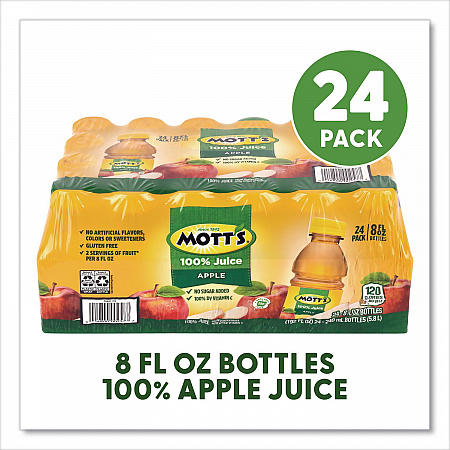 100% Original Apple Juice, Apple, 8 oz Bottle, 24/Carton (22002660)