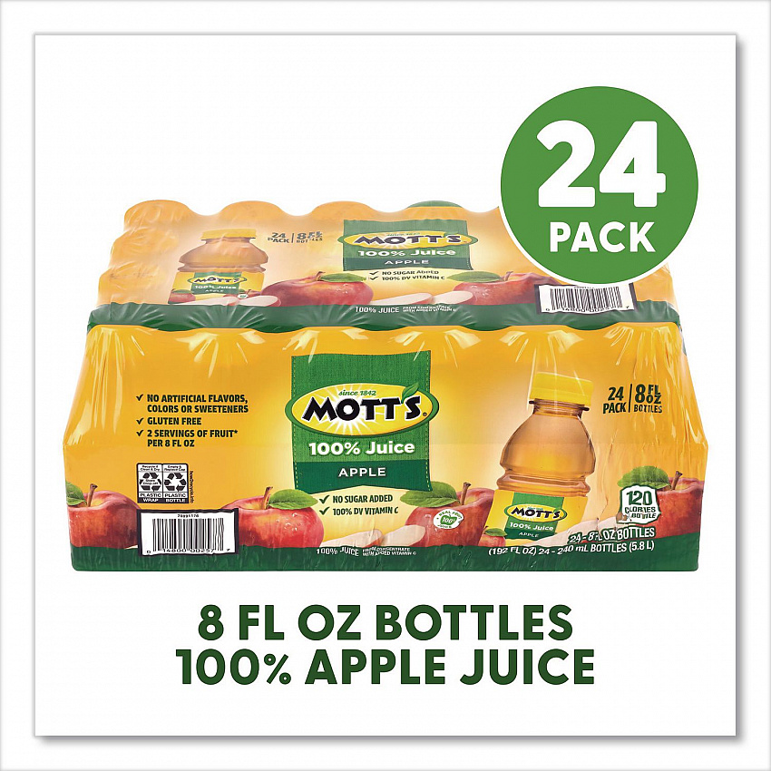 100% Original Apple Juice, Apple, 8 oz Bottle, 24/Carton (22002660)