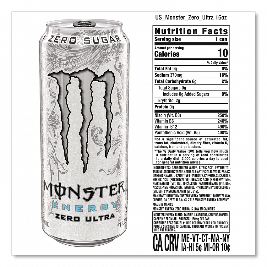Ultra Zero, Original, 16 oz Bottle, 24/Carton (22002677)