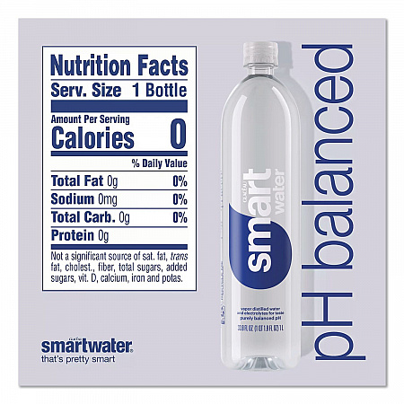 Vapor-Distilled Water, Unflavored, 33.8 oz Bottle, 15/Carton (22002684)