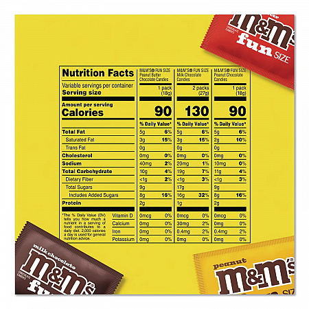 Milk Chocolate, Peanut and Peanut Butter Fun Size Variety Pack, Assorted Flavors, Individually Wrapped, 90 Pieces (22002630)