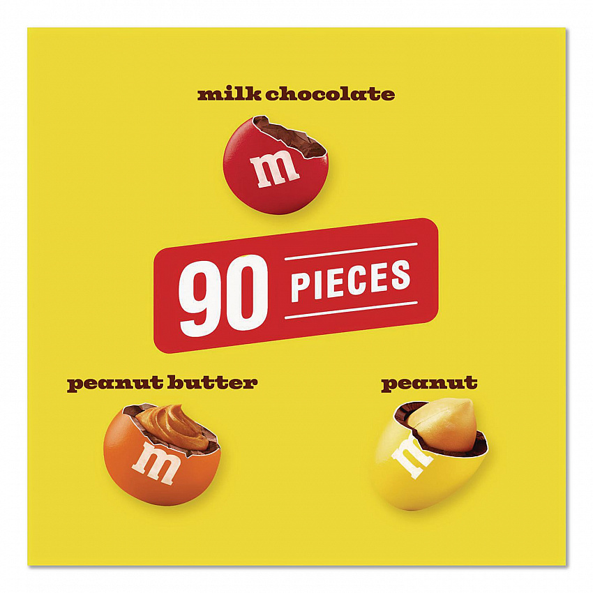 Milk Chocolate, Peanut and Peanut Butter Fun Size Variety Pack, Assorted Flavors, Individually Wrapped, 90 Pieces (22002630)