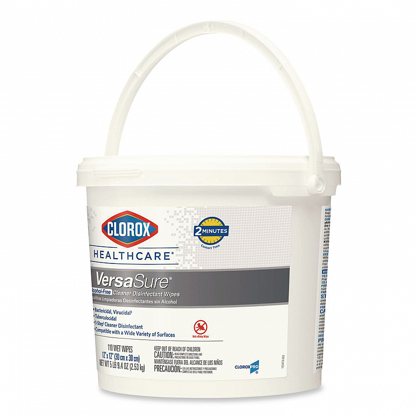 VersaSure Cleaner Disinfectant Wipes, 1-Ply, 12 x 12, Fragranced, White, 110/Bucket, 2 Buckets/Carton (31759)