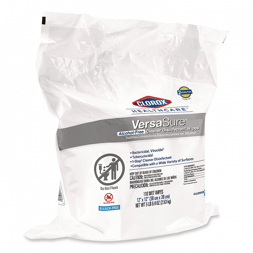 VersaSure Cleaner Disinfectant Wipes, Refill, 1-Ply, 12 x 10, Fragranced, White, 110/Pouch, 2 Pouches/Carton (31761)