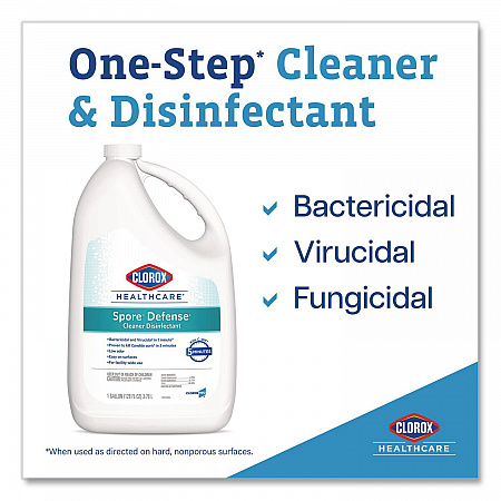 Spore Defense Cleaner Disinfectant, Closed System, Unscented, 1 gal Refill Bottle, 4/Carton (32122)