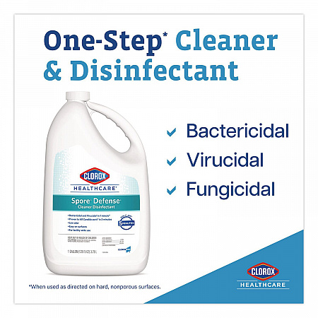 Spore Defense Cleaner Disinfectant, Open System, Unscented, 1 gal Refill Bottle, 4/Carton (32409)