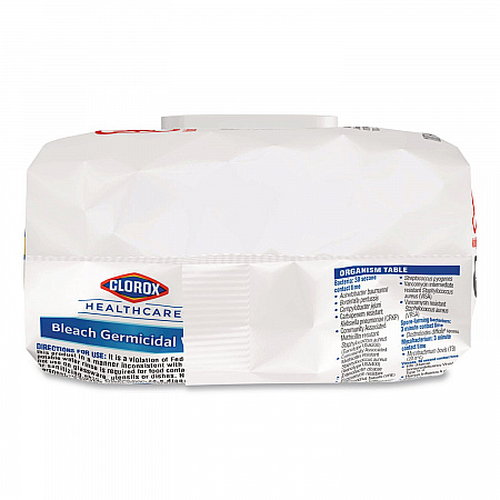 Bleach Germicidal Wipes, Disinfectant Wipes, 1-Ply, 6.75 x 9, Unscented, White, 100 Wipes/Flex-Pack, 6 Flex-Packs/Carton (32621)