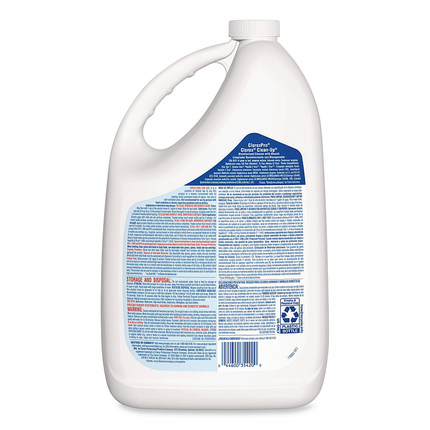CloroxPro Clean-Up Disinfectant Cleaner with Bleach, 128 oz Refill Bottle, 4/Carton (35420CT)