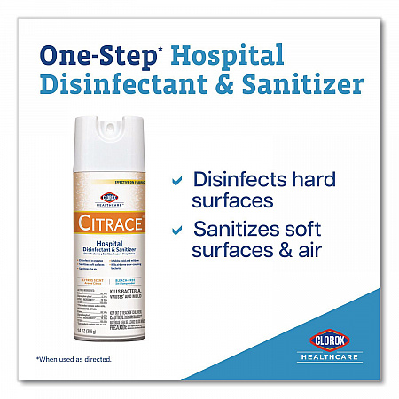 Citrace Hospital Disinfectant and Sanitizer, Citrus Scent, 14 oz Aerosol Spray, 12/Carton (49100)