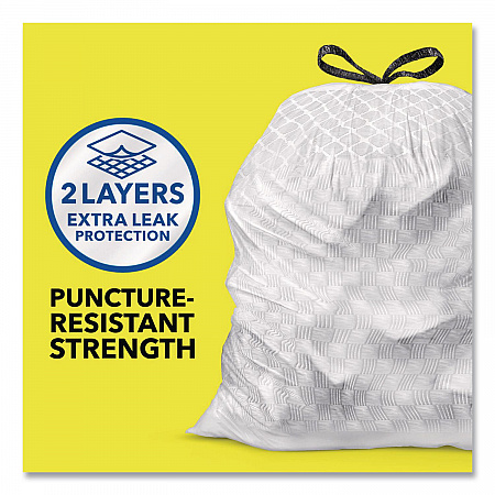 ForceFlex Kitchen Drawstring Trash Bags, 13 gal, Gain Fresh Clean Scent, 24 x 27.38, White, 40 Bags/Box, 6 Boxes/Carton (78361)