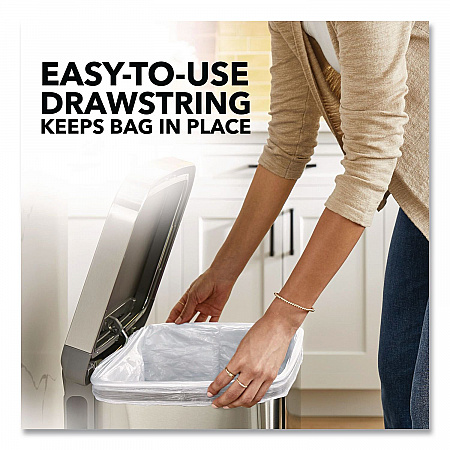 ForceFlex Kitchen Drawstring Trash Bags, 13 gal, Gain Fresh Clean Scent, 24 x 27.38, White, 40 Bags/Box, 6 Boxes/Carton (78361)