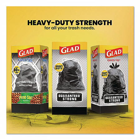 Guaranteed Strong Large Drawstring Trash Bags, Three-Ply, 30 gal, 1.05 mil, 30 x 33, Black, 28 Bags/Box, 6 Boxes/Carton (78966)
