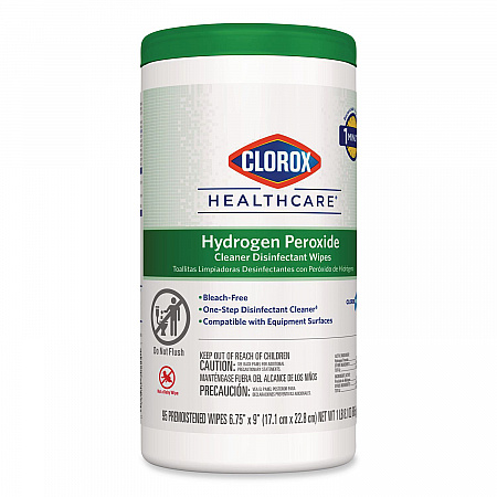 Hydrogen Peroxide Cleaner Disinfectant Wipes, 9 x 6.75, Unscented, White, 95/Canister, 6 Canisters/Carton (30824)